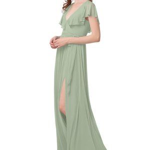 Azazie Jael dusty sage bridesmaids dress